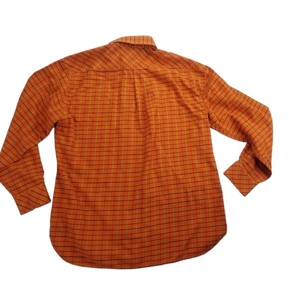 Tommy Hilfiger Button Down Long Sleeve Shirt Mens Sz L Orange Windowpane - Picture 4 of 16